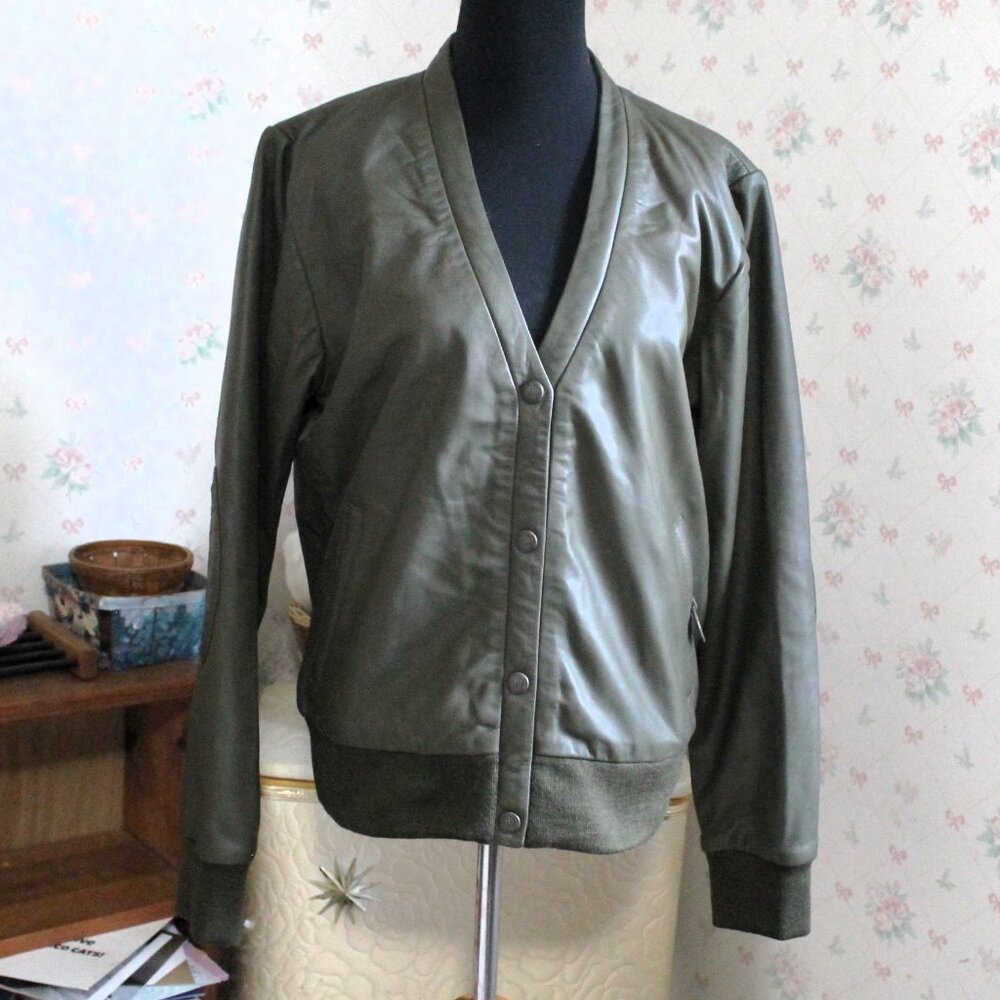 Wanderers Travel Co. Londoner Leather Cardi, Olive Green, Medium